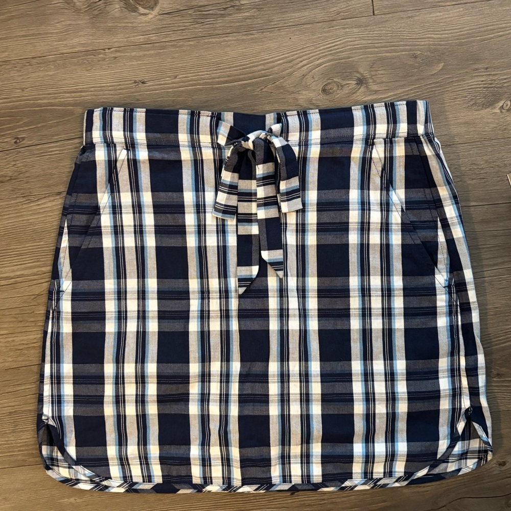 Draper James Navy Plaid Mini Skirt